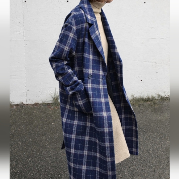 OAK + FORT Jackets & Blazers - Oak and fort blue plaid coat XSmall